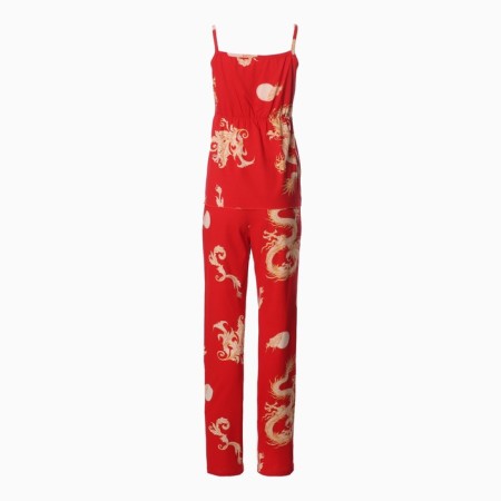 Female set (robe/top/pants), red color, size 46-13