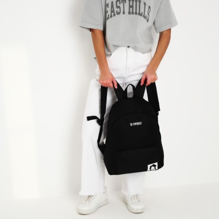 Backpack school textile BE YOURSELF, with pocket, 29x12x40, black color-7