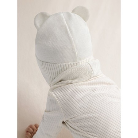 A cap on ties with ears children's Amarobaby Pure Love Bear, with a lining, size 42-44 cm, dairy color-4