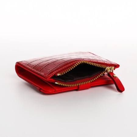 Women's wallet on the button, red color-6