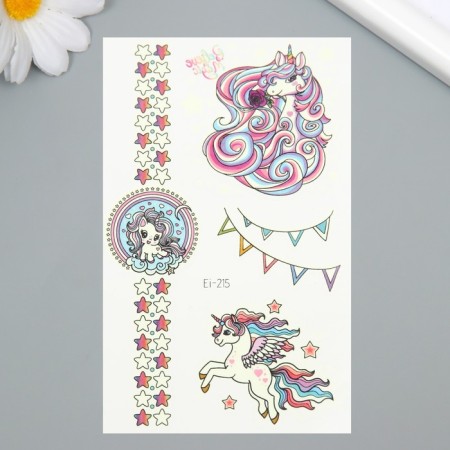 Tattoo on the body phosphorus color "Bracelet with a unicorn" 7.5x12 cm