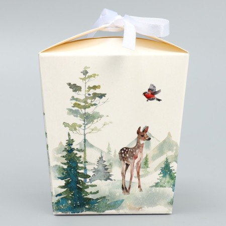 Bonbonerka "New Year's watercolor", 7.5 x 8 x 7.5 cm, New Year-3