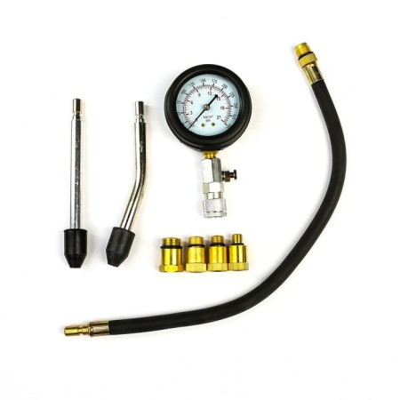 A compressometer for gasoline engines with a set of adapters in a case