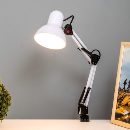 Desktop lamp E27, h = 55 cm, hinged, on the clamp (220V) white Risalux-1