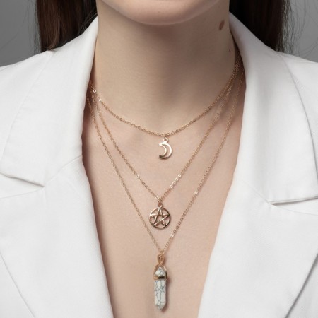 Pendulum pendulum and pentagram, white color in gold, 52 cm-2