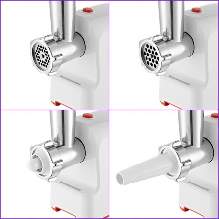 KitFort KT-2113-3, 1000 W meat grinder, 4 nozzles, cord 0.7 m, white-red-3