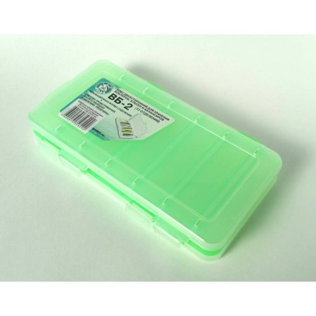 Box for wobblers and balancers, 6+6 departments, 230x125x35 mm, green color