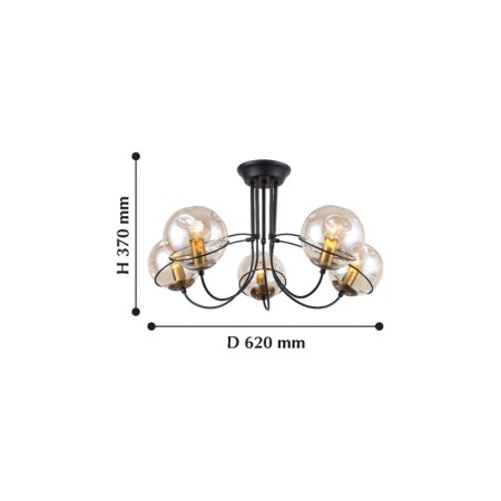 Grana chandelier, 5x40W E14, black color-1