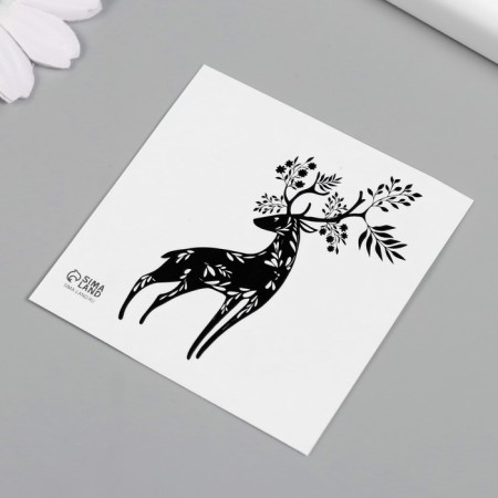 Tattoo on the body Black "Deer" 6x6 cm-4