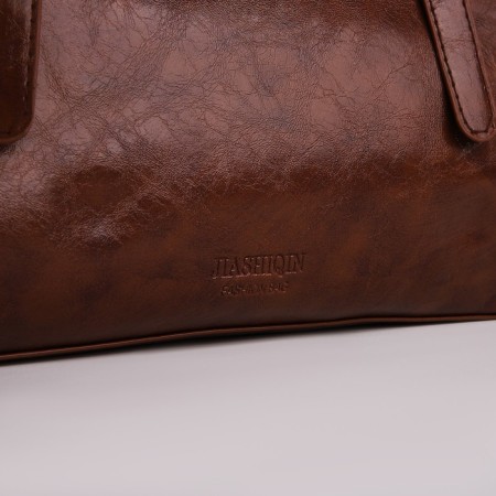 Bag Women's Tout with zipper, brown color-3