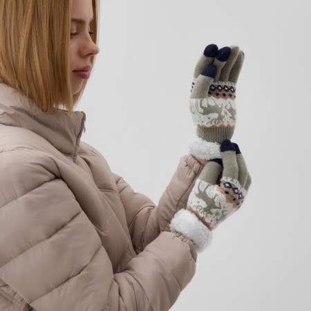 Female gloves at the lawsuit Minaku 22 cm gray-1