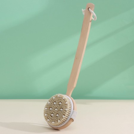 Massage brush for the body of the share, with a strap, natural bristles