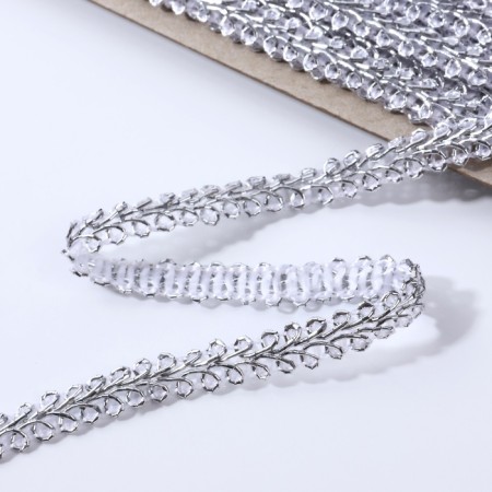 Decorative braid "Chanel", 8 mm, 10 ± 1 m, silver color-1