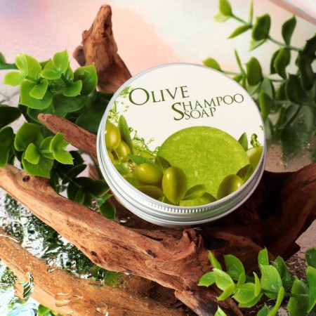 Organic hard shampoo, with "olive" essential oil, 60 g