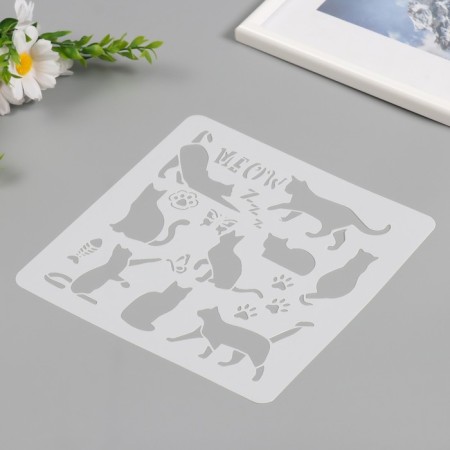 Plastic stencil "cats" 20x20 cm-1