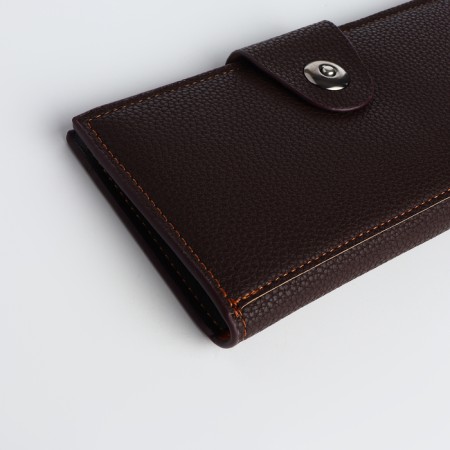 Male purse for magnet, department for cards, coins, brown color-3
