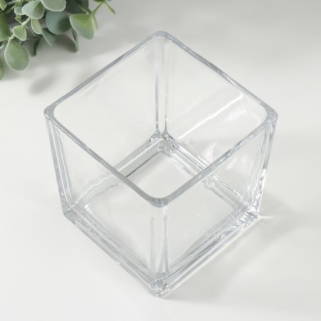 Glass of glass per 1 candle "Square" transparent 10x10x10 cm-3