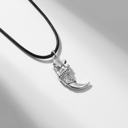 Unisex "Fang" Tiger, color black silver on a black lace, 42 cm
