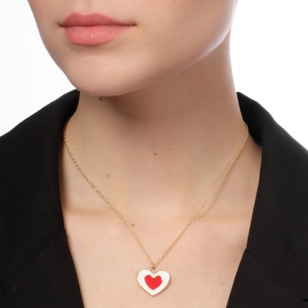 The pendant "Heart" is double, the color is red-white in gold, 40 cm-5
