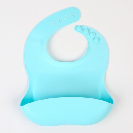 Set for feeding: bib, plate on a suction cup, spoon, crumb, I, blue-5