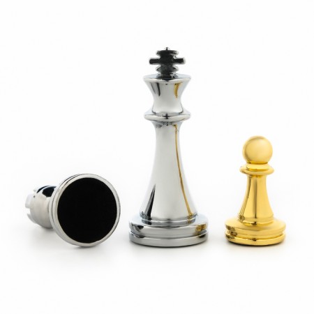 Chess souvenir, wooden board 30 x 30 cm, metal figures-1