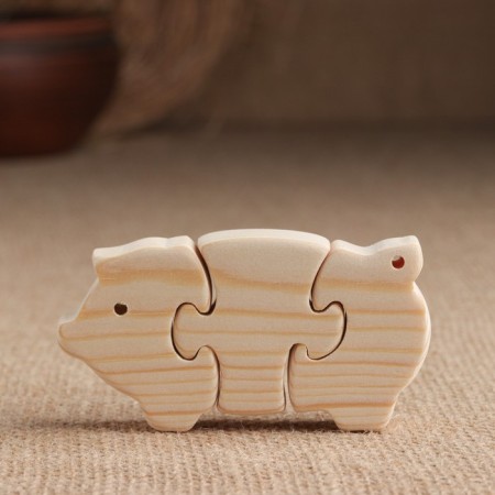 Barrot for creativity Mini Puzzle "Pig", wood, 5x8.8 cm