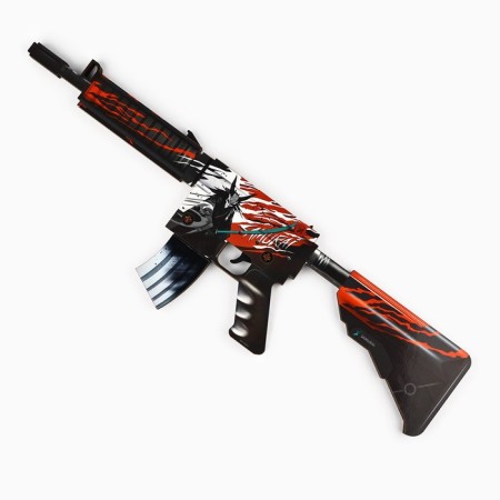 Wooden weapons, children's souvenir "necromancy", machine gun, gun, knife-stamp, set 3 pcs-2