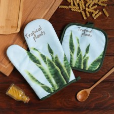 Kitchen set 2 objects of the “tropical” shade color: a severity 17x17 cm, mittens 25x16 cm, 100% p/e