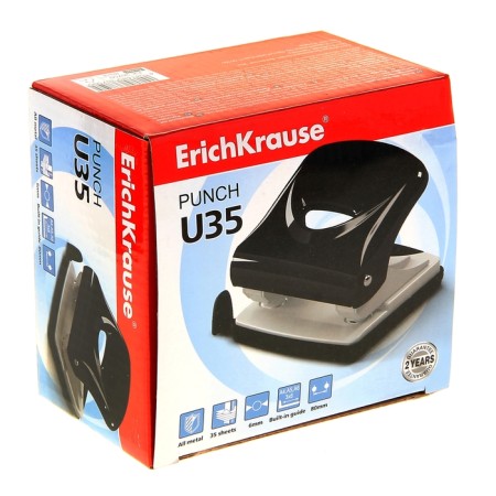 Erichkrause U35 hole punch, up to 35 sheets, puncture diameter 6 mm, distance between punctures 80 mm, black-1