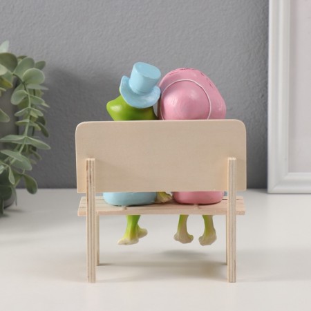 Souvenir Polystone "Frog on a bench - a date" 16.8x8.5x13 cm-2