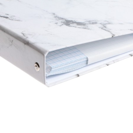 A notebook on the rings of A5 80 sheets in the Calligrata cage "Marble White", cover 7BC, without cutting down under the rings, offset unit-4