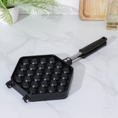 The pan -double “nuts”, 40 × 21 × 3.3 cm, plastic handle, black color-1
