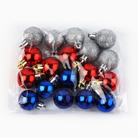 Christmas tree balls New Year, for the New Year, D = 3 cm, 18 pcs., Blue, silver, red color-2