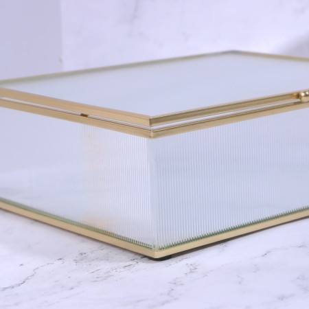 Organizer for storage "Ripples", with a lid, glass, with a mirror -bottom, 1 section, 20 × 16 × 6.5 cm, the color is transparent/copper-9