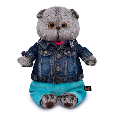 Soft toy "Basik in a jeans jacket and turquoise pants", 25 cm-4