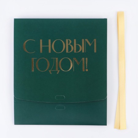 Happy New Year folding box, embossing, green, 20 x 18 x 5 cm, new year-6