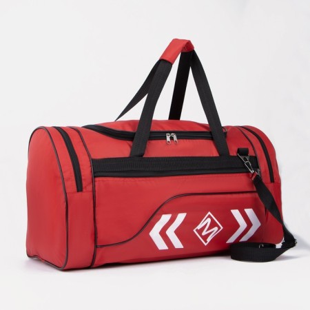 Sports bag, lightning department, 3 outer pockets, long belt, red color