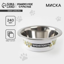 A bowl for cats and dogs made of stainless steel 