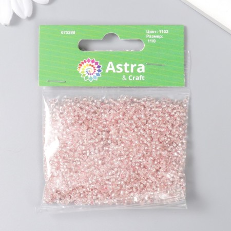 Beads "Astra" 11/0, 20 g (1103 St. Pink/Transparent)-2