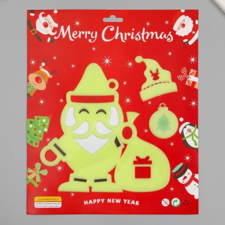 Stick phosphorus plastic "Santa Claus and cap" set 3 pcs 28.5x23.5 cm