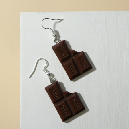 Earrings plastic "goodies" milk chocolate, brown color-1
