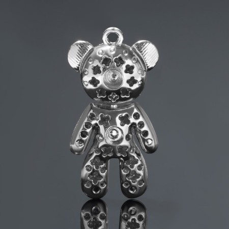 Suspension "Bear", white color in silver-1