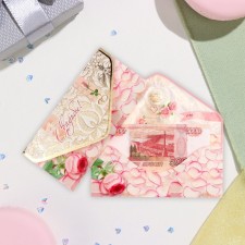 Конверт для денег "В День Свадьбы!" глиттер, тиснение, лепестки, 19х9,2 см