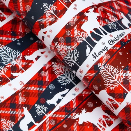 Glossy packaging paper "Forest New Year", 70 x 100 cm, 1 sheet-3