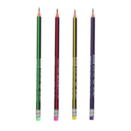 Chernographic pencil with the eraser "strips" hardness of HB, triangular, sharpened, in a tube, mix-4