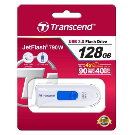 Flem Transcend 128GB Jetflash 790 TS128GJF790W USB3.0 White-1