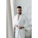 Tainted male bathrobe, size 52, white color