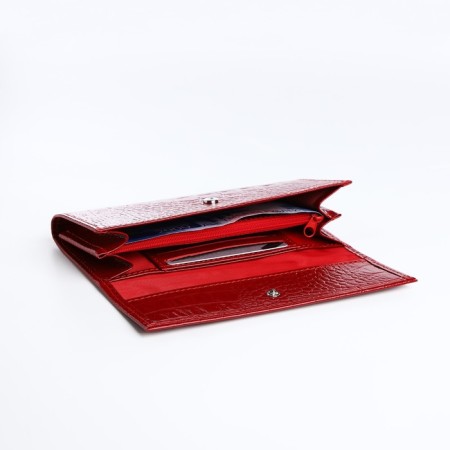 Women's wallet on the button, red color-3