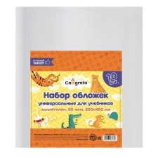 Set of covers PE 10 pieces, 230 x 450 mm, 50 μm, for textbooks, universal