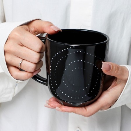 Ceramic "Ornament" mug, 450 ml, black color-5